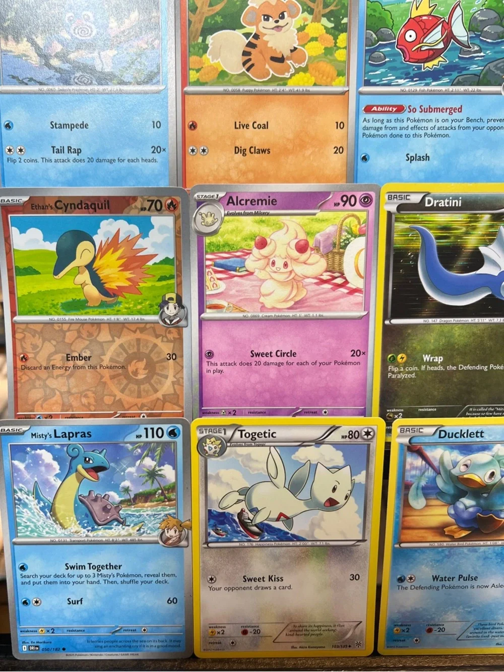 ⚜️Pokémon 16-card Lot, Includes Lapras, holo Dratini, reverse holo Ducklett